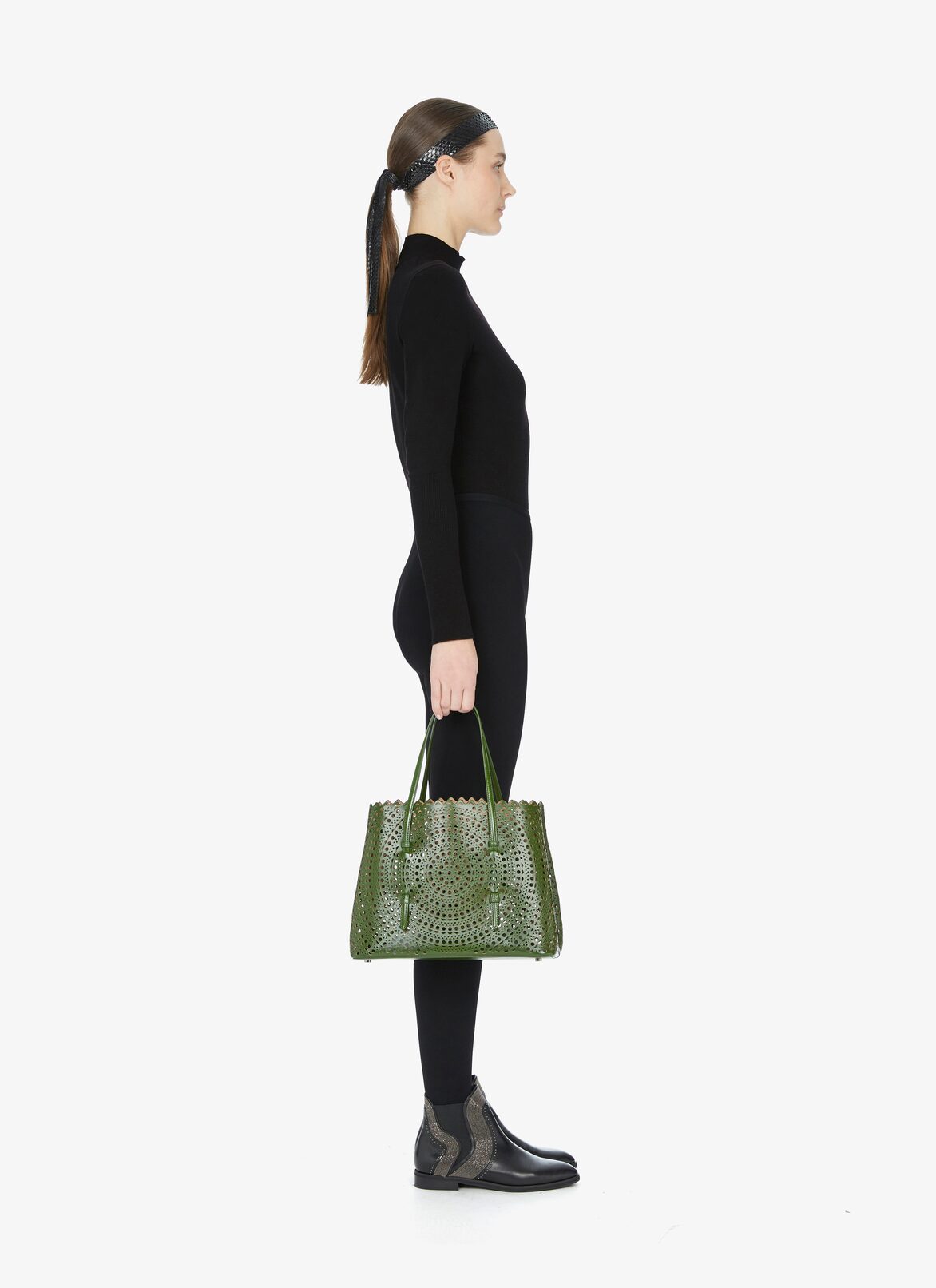 MINA MEDIUM CUIR LUX MINI NEW VIENNE MELESE ALAÏA GREEN  MINA MEDIUM CUIR LUX MINI NEW VIENNE MELESE
